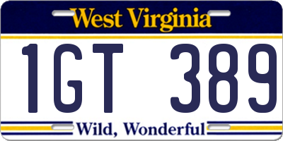 WV license plate 1GT389