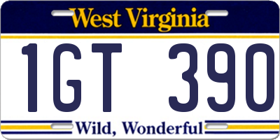 WV license plate 1GT390
