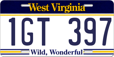 WV license plate 1GT397