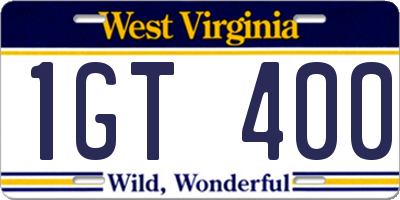 WV license plate 1GT400