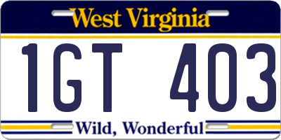 WV license plate 1GT403