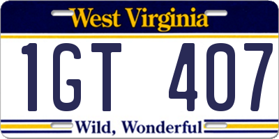 WV license plate 1GT407