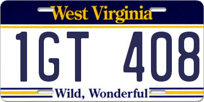 WV license plate 1GT408