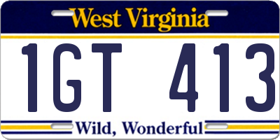 WV license plate 1GT413