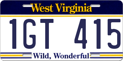WV license plate 1GT415