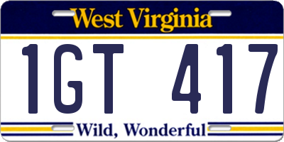 WV license plate 1GT417