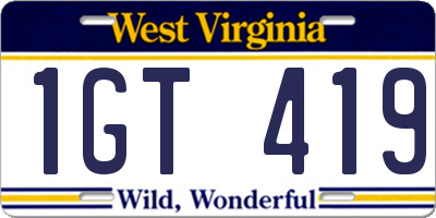 WV license plate 1GT419