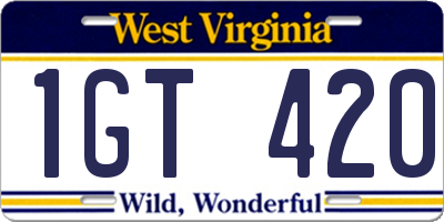 WV license plate 1GT420