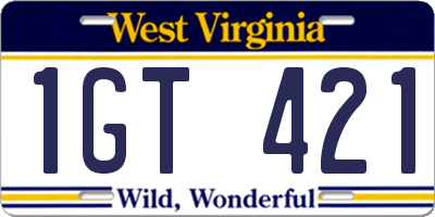 WV license plate 1GT421