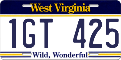 WV license plate 1GT425