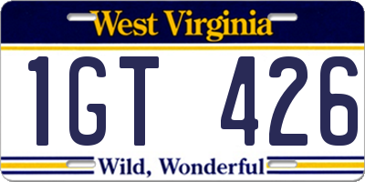 WV license plate 1GT426