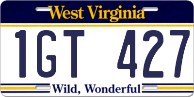 WV license plate 1GT427