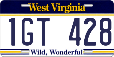 WV license plate 1GT428