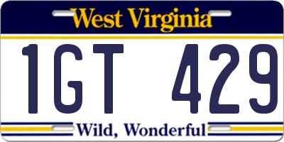 WV license plate 1GT429