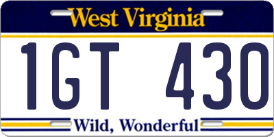 WV license plate 1GT430