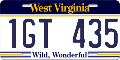 WV license plate 1GT435