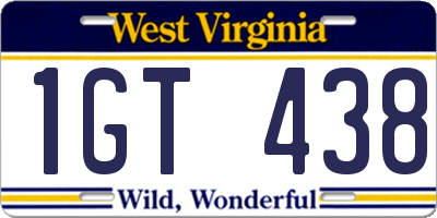 WV license plate 1GT438