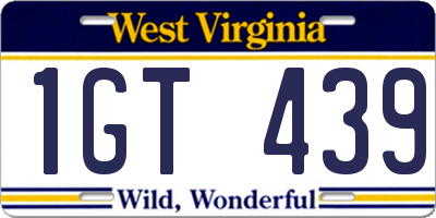 WV license plate 1GT439