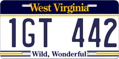 WV license plate 1GT442