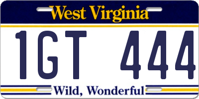 WV license plate 1GT444
