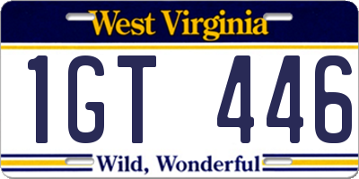 WV license plate 1GT446