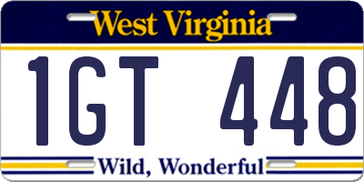 WV license plate 1GT448