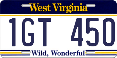 WV license plate 1GT450
