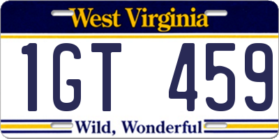WV license plate 1GT459