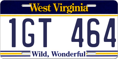 WV license plate 1GT464