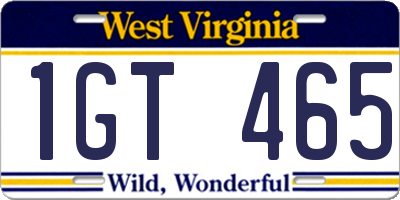 WV license plate 1GT465