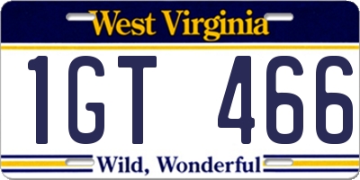 WV license plate 1GT466