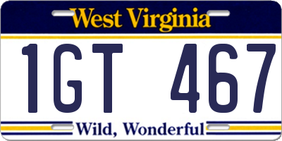 WV license plate 1GT467