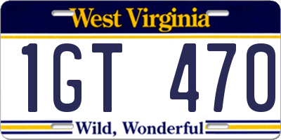 WV license plate 1GT470