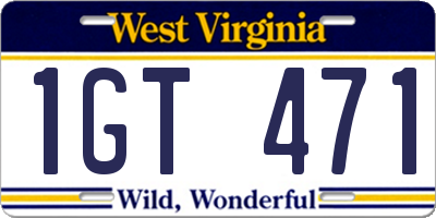 WV license plate 1GT471