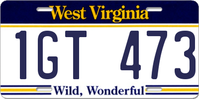WV license plate 1GT473