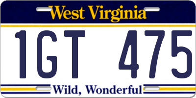 WV license plate 1GT475
