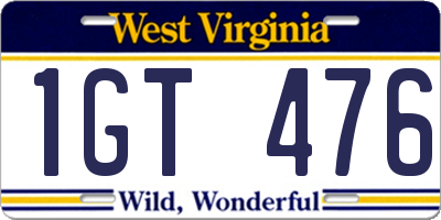 WV license plate 1GT476