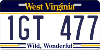 WV license plate 1GT477