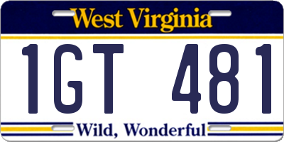 WV license plate 1GT481