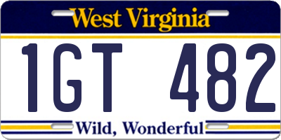 WV license plate 1GT482