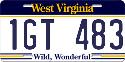 WV license plate 1GT483