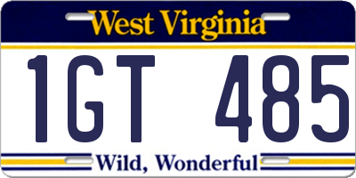 WV license plate 1GT485