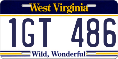 WV license plate 1GT486