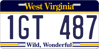 WV license plate 1GT487