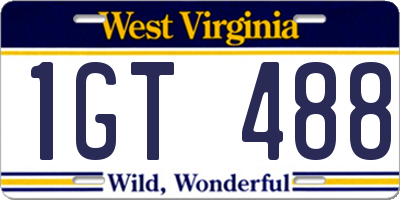 WV license plate 1GT488