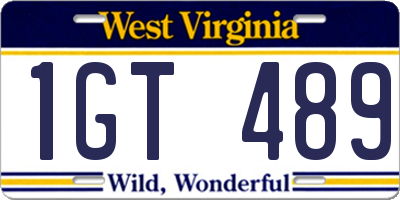 WV license plate 1GT489