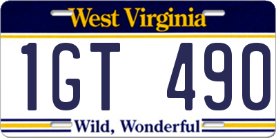 WV license plate 1GT490