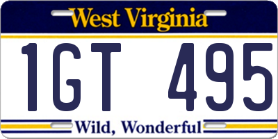WV license plate 1GT495