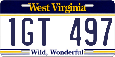 WV license plate 1GT497