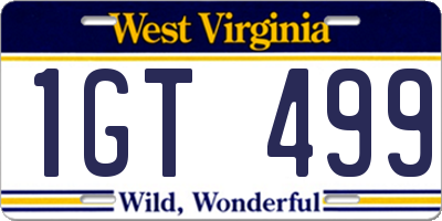 WV license plate 1GT499